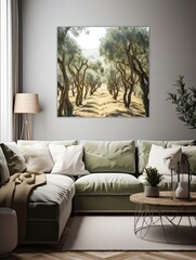Rustic Olive Grove Canvas Print - Farmhouse D�cor with Olive Branches Scene