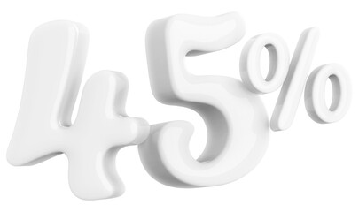 45 percentage off sale discount white number 3d render