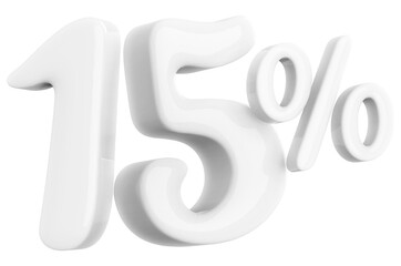 15 percentage off sale discount white number 3d render
