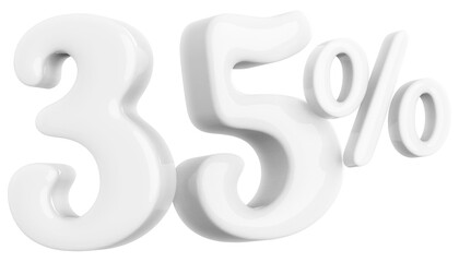 35 percentage off sale discount white number 3d render