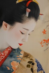Japanese traditional painting portraying a geisha
