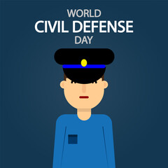 Civil Defense World Day police, vector art illustration.