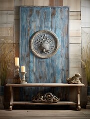Sapphire Seascape: Rustic Wall Decor with Old-World Oceanic Views and Serene Sapphire Shades