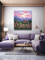 Secluded Mountain Cabins Print: Breathtaking Landscape Art in Canvas