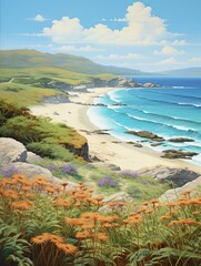 Serendipitous Shorelines: A Captivating Fusion of Coastal Hills, Island Beaches, and Rolling Hills Art