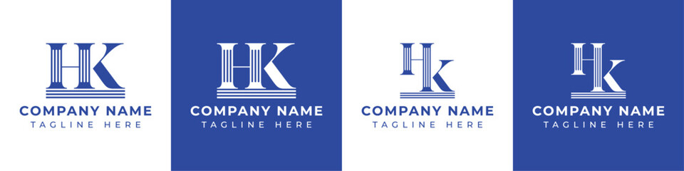 Letters HK and KH Pillar Logo Set, suitable for business with HK and KH related to Pillar