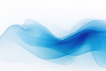 Abstract blue wave background. Set of wavy lines in the horizontal plane. Wave made of smoke on white background