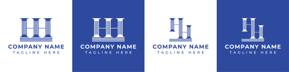 Letters HH Pillar Logo Set, suitable for any business with HH related to Pillar