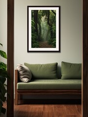 Green Shade Botanical Wall Art: Serene Rainforest Canopies Framed Print