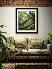 Botanical Green Shade: Serene Rainforest Canopies Framed Print � Captivating Botanical Wall Art