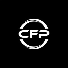 CFP letter logo design with black background in illustrator, cube logo, vector logo, modern alphabet font overlap style. calligraphy designs for logo, Poster, Invitation, etc.