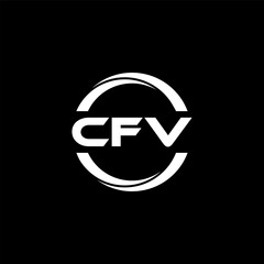 CFV letter logo design with black background in illustrator, cube logo, vector logo, modern alphabet font overlap style. calligraphy designs for logo, Poster, Invitation, etc.