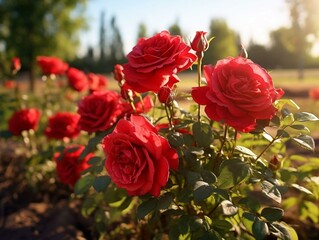 red roses in the garden