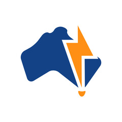 combination logo symbol of australian island and electricity
