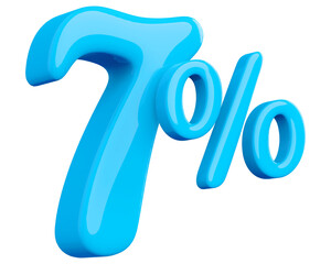 7 percentage off sale discount blue number 3d render