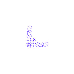 set of vector corner ornaments in purple color ornament