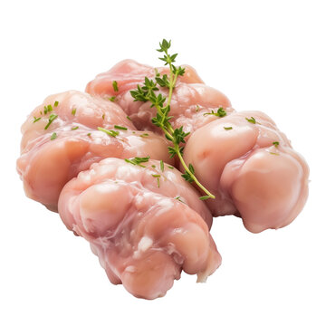 Sweetbreads (Thymus or pancreas glands) of beef- Isolated on transparent background 