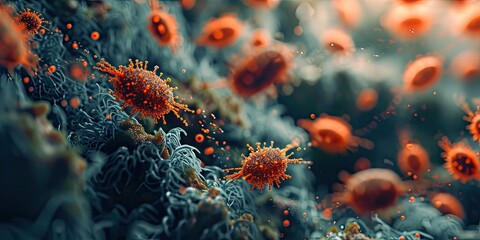 Close up virus and bacteria - obrazy, fototapety, plakaty