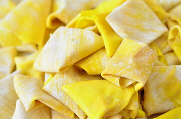 The dumplings set and prepared for cooking.