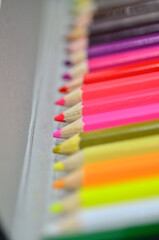 Close up of colored pencils