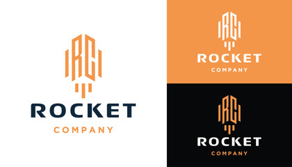 Fototapeta premium Initial Letters RC CR Rocket Launching For Business Brand Inspiration Logo Design