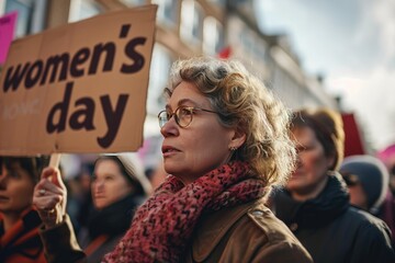 women campaign sign written text "women's day" 