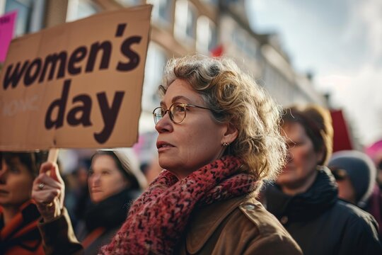 women campaign sign written text "women's day" 