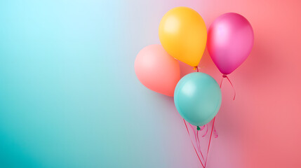 An ethereal display of love and celebration as colorful balloons dance against a backdrop of vibrant blue and pink
