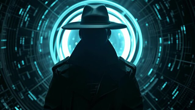 Cartoon digital avatar of Cyber Noir Detective