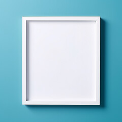Obraz premium 11_square_photo_frame_on_solid_color_background_with_blu