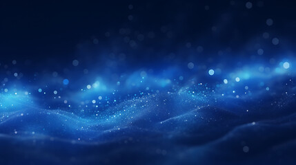 abstract background of many moving small blue particles and lines