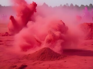 Holi colorful paint color powder explosions  background. Generative Ai
