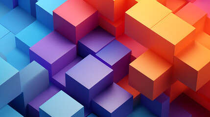  Abstract 3d render, colorful geometric background design 