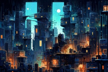 captivating night cityscape. Generative AI