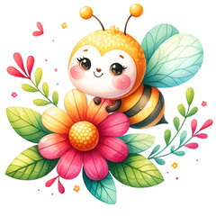 cute bee watercolor illustration