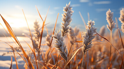 Fototapeta premium wheat field at sunset