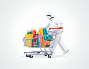 a shopper is pushing a shopping cart 