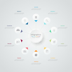 Infographic 10 options design elements for your business data. Vector Illustration.