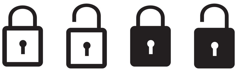 Simple lock and unlock sign on transparent background . Security symbol for your web site design, Vector illustration