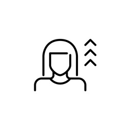 Professional skill growth. Job candidate career enhancement. Human resources hiring. Woman user icon. Pixel perfect, editable stroke