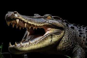 Wandcirkels tuinposter crocodile head close up © KirKam