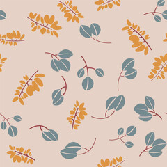 Seamless pattern with flowers and leaves. Vector background, print, design
