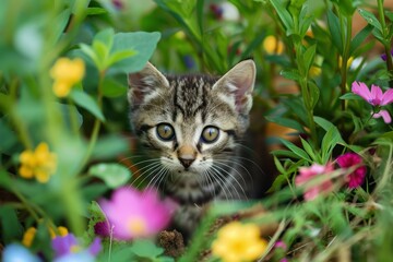 Garden Fantasy of a Playful Kitten