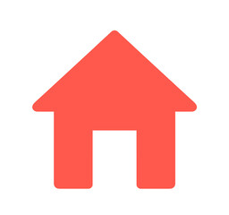 シンプルな赤色のホームアイコン	
