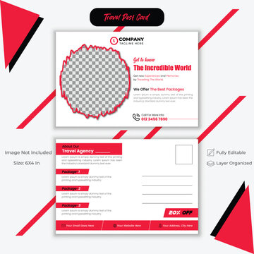 Creative Post Card Design, Professional Travel Post Card Template.