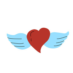 Red heart with wings, Celebration and Happy Valentine's Day