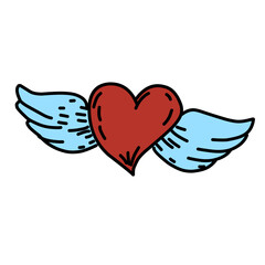 Red heart with wings, Celebration and Happy Valentine's Day