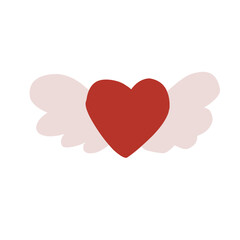 Red heart with wings, Celebration and Happy Valentine's Day