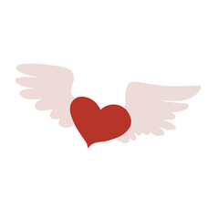 Red heart with wings, Celebration and Happy Valentine's Day