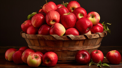 Fototapeta na wymiar A_basket_filled_with_freshly_harvested_apples_commercial
